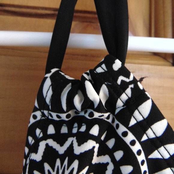 Merona Women's Swimsuit Halter Style Black/White Size Med Nylon/Spandex - Picture 4 of 6